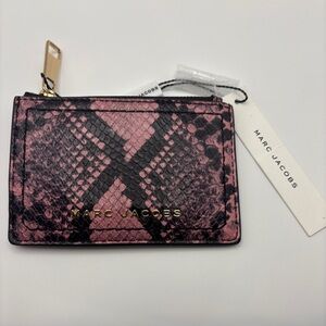 RESERVED Marc Jacobs Snake-Embossed Leather Card Case in Dusty Rose Multi - NWT